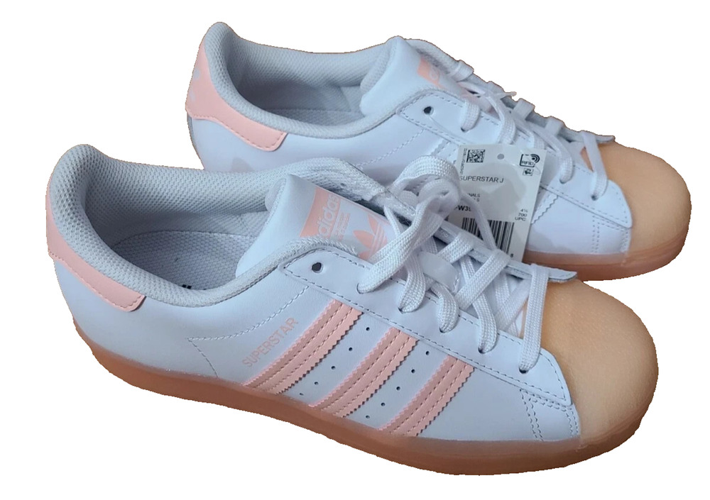 Adidas Superstar C Big Kids Size 11 White Coral Pink Shell Toe Shoes NIB